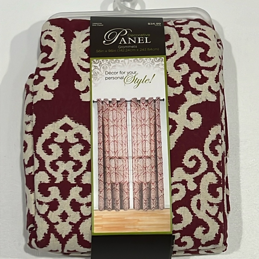 Hobby Lobby Curtain Panels - Burgundy and Cream - 56 x 96 w/ Grommets - NEW